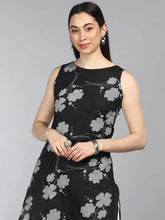 Women Black Floral Printed Kurta